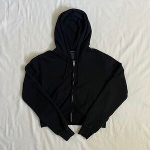 Brandy Melville Crystal Hoodie | Black Cropped Zip Up One Size